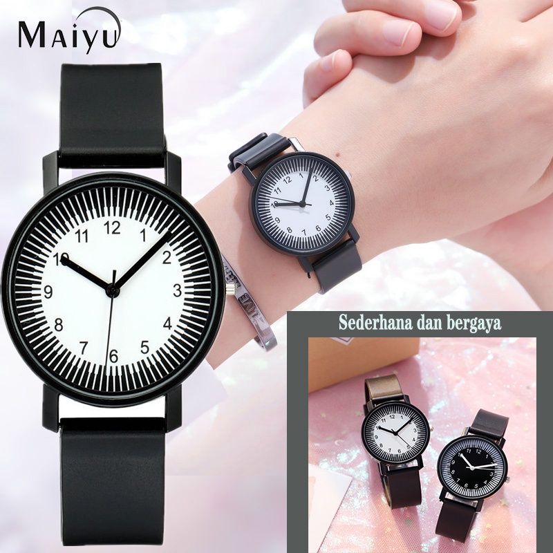 Jam Tangan Wanita A0162 Small Personality Black and White Quartz Watch