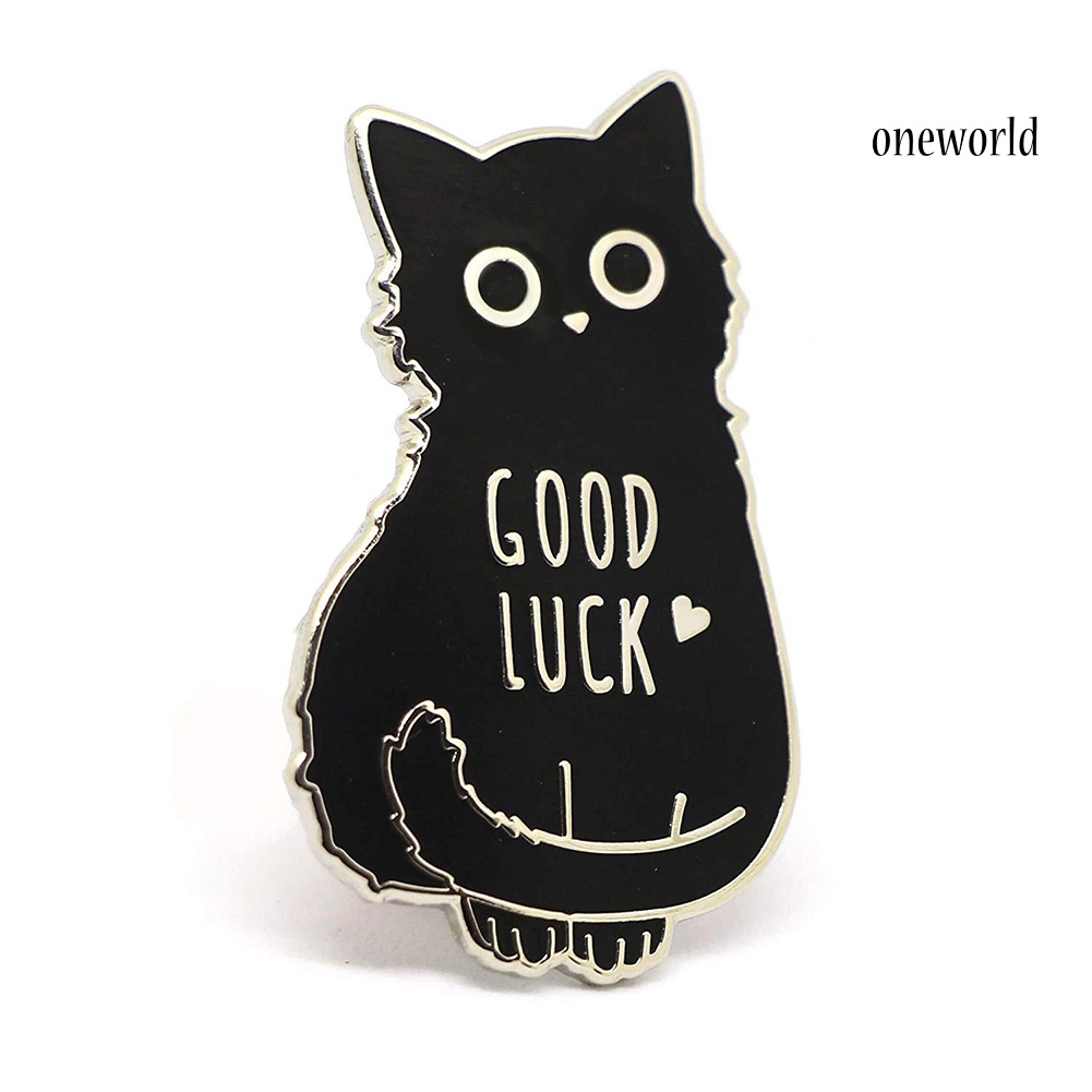 OW@ Good Luck Cartoon Cat Shape Brooch Pin Sweater Shirt Jacket Collar Breastpin