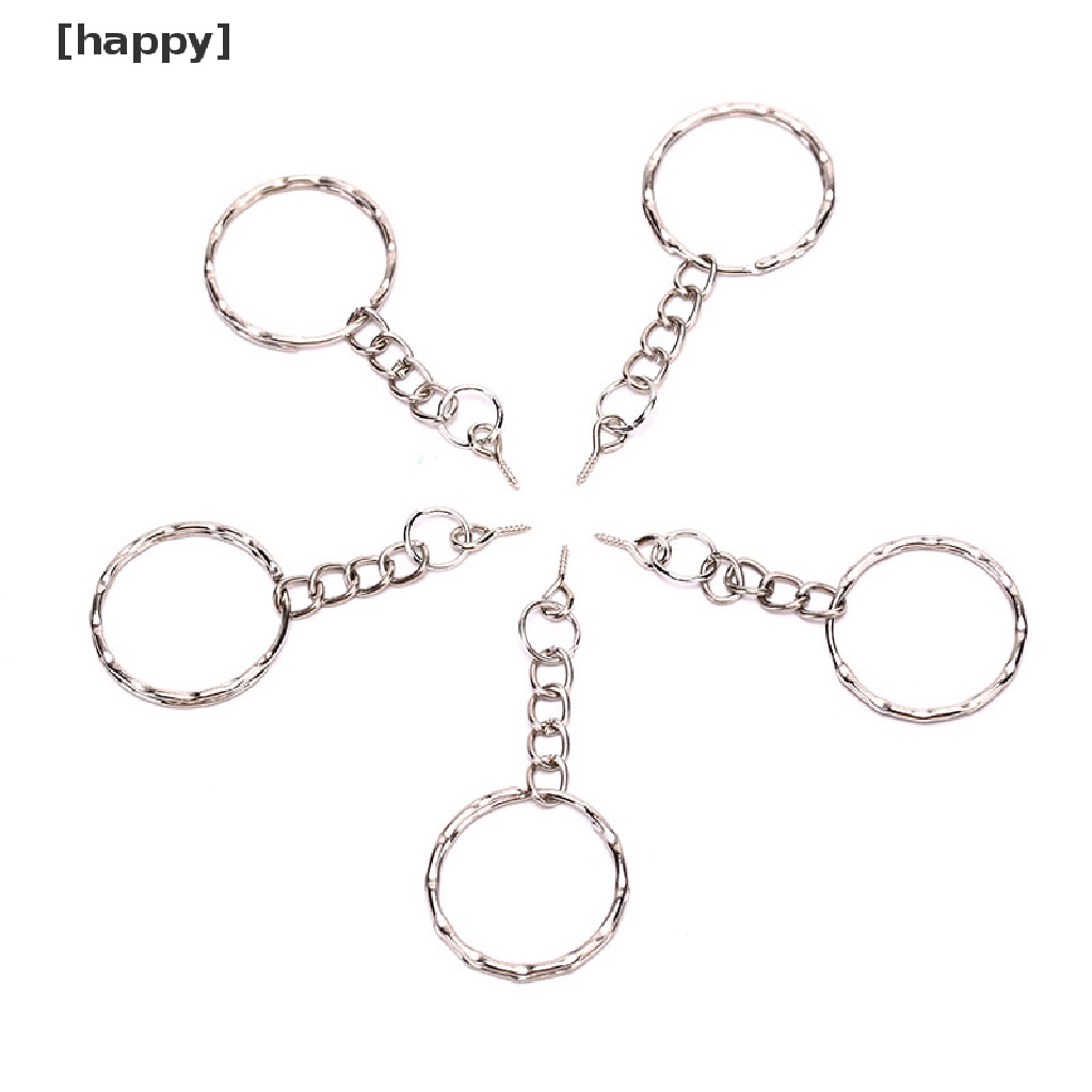 HA 40Pcs Polished Key ring Screw Eye Short Chain Split Ring Connector DIY Jewelry ID