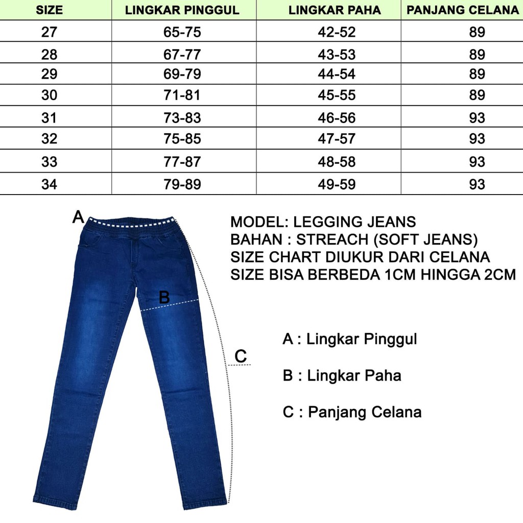 7C-G CELANA LEGGING JEANS PREMIUM HITAM /PINGGANG KARET JEANS /BIGSIZE /JUMBO JEANS /27 - 38