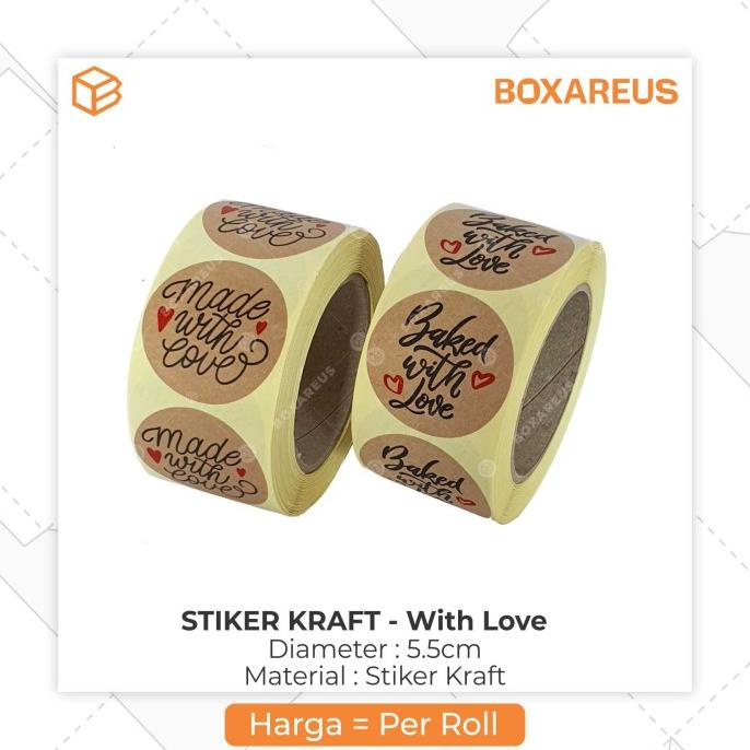 

```````] Stiker Kraft Made / Baked With Love | Sticker Label Seal Decor
