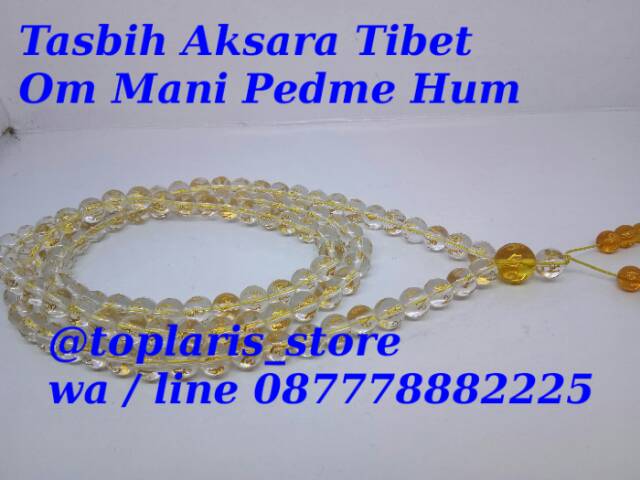 Tasbih 108 butir Aksara Om Mani Pedme Hum Batu Natural