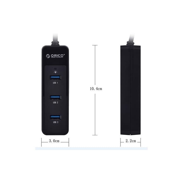 Orico Ultra Mini USB 3.0 High Speed HUB 4 Port 8 Inch Cable - W5PH4-U3