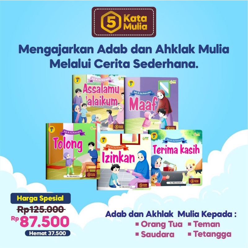 Dapat 5 Buku Cerita Anak Islami | 5 Kata Mulia | Buku cerita anak | Buku Edukasi