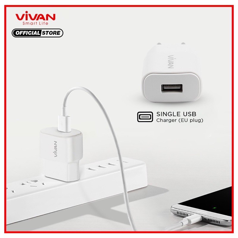 ORIGINAL CHARGER VIVAN POWER OVAL 2 2A Charger Vivan 2A fast charging Power Oval 2 / Kepala Charger Poweroval II