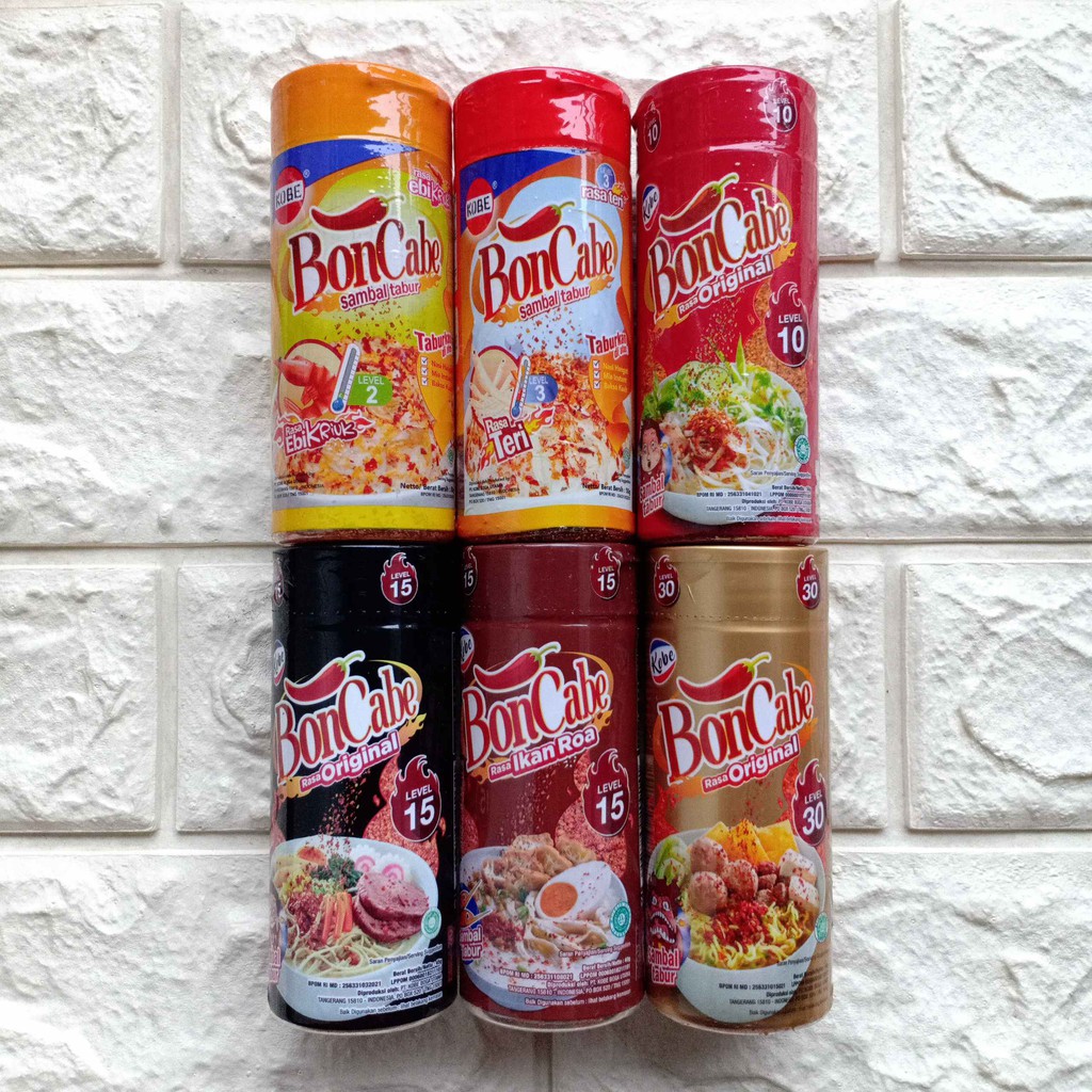 Kobe Bon Cabe BonCabe Botol Refill Sambal Tabur Teri Ebi Ikan Roa Max End Nori Abon Sapi Bumbu Rujak Buah Original level 2 3 10 15 30 50