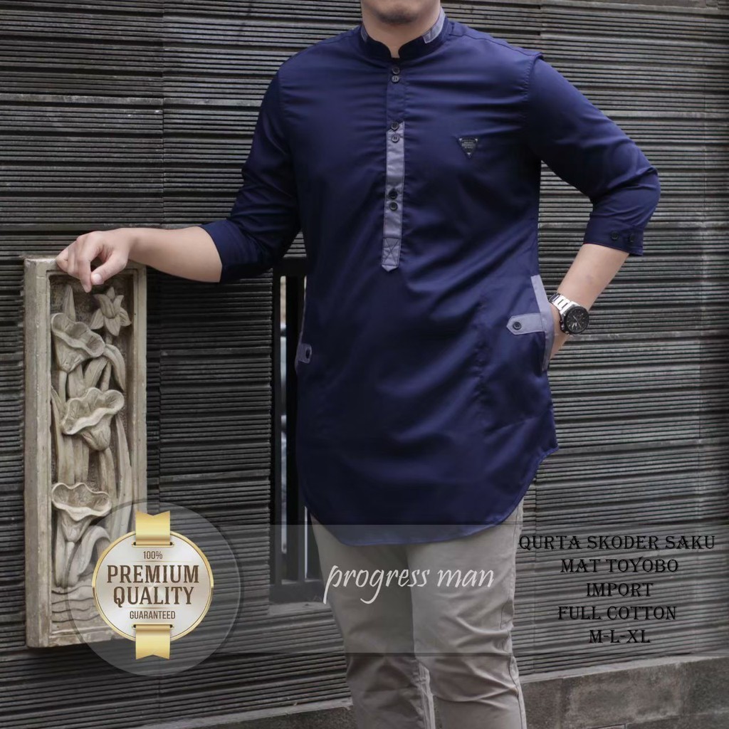 baju Koko kurta lengan 3/4 ,baju Koko pria,fashion muslim pria,kurta pakistan-pangsi navi