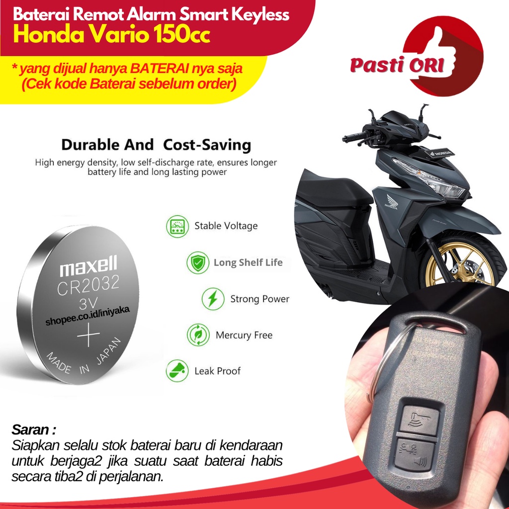 BATERAI REMOT MOTOR HONDA VARIO 150CC ORIGINAL