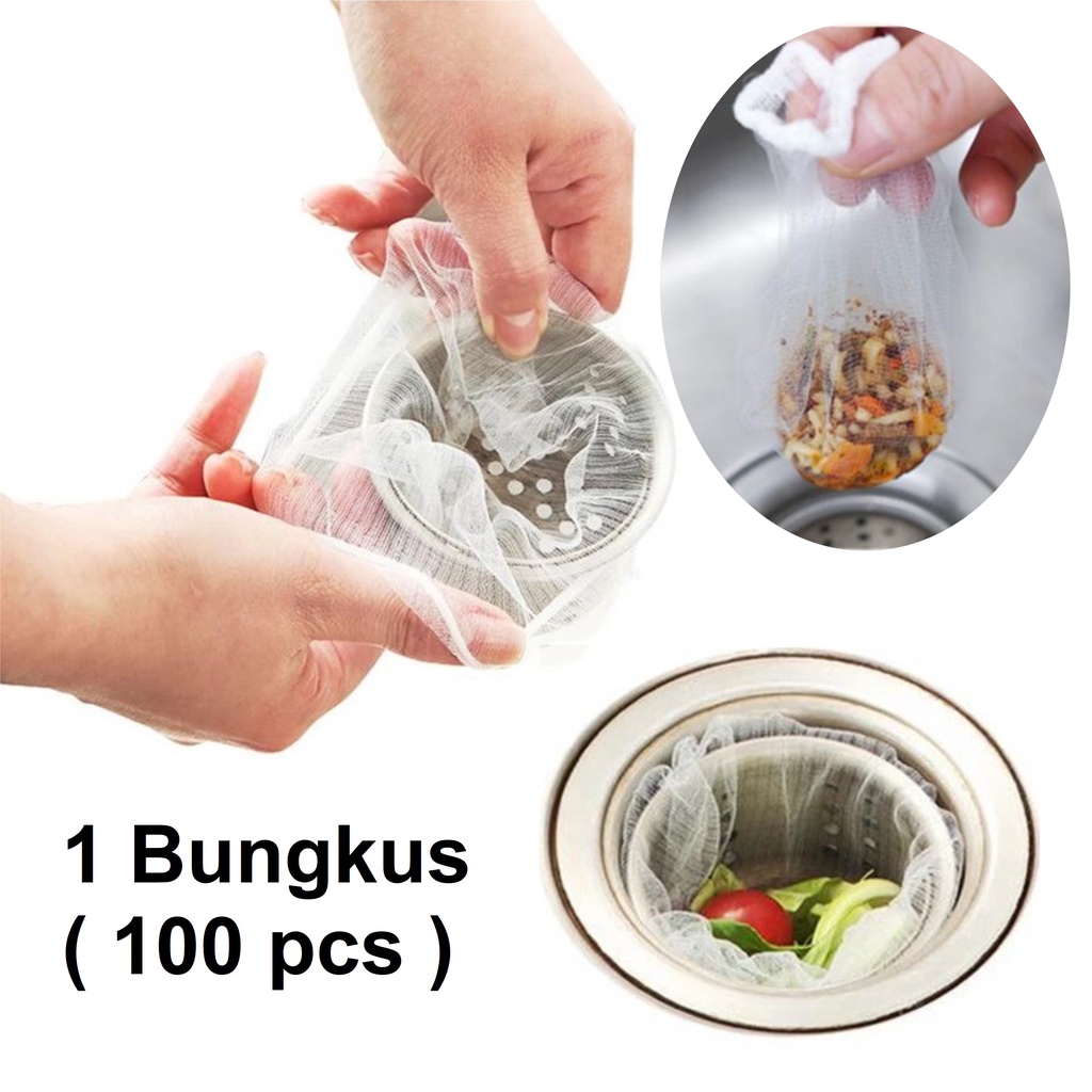 Saringan sampah wastafel Jaring Saringan Wastafel filter cuci piring sisa sampah makanan Sink Filter Net Strainer - 1 Bungkus ( 100 pcs )