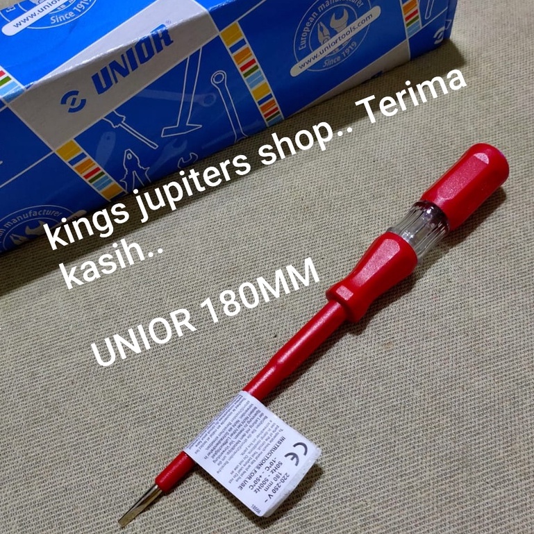 UNIOR atau MERK LAIN tespen ac 140MM 180MM 220 - 250VOLT MADE IN SLOVENIA tes pen obeng listrik