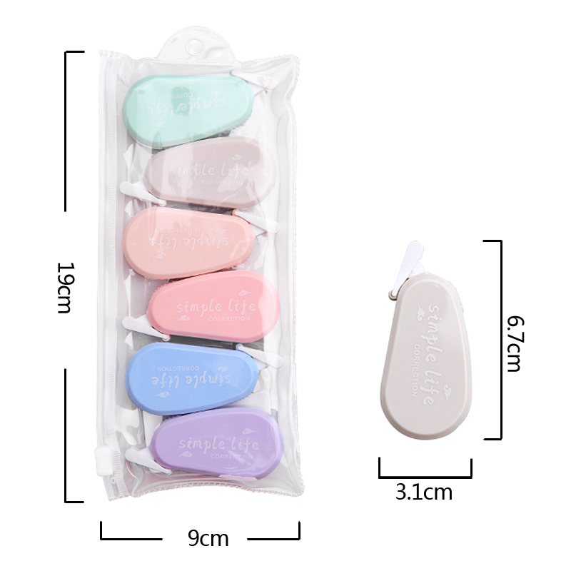 6pcs Correction Tape Kertas Korea Bentuk Macaron Multi Warna Untuk Perlengkapan Sekolahkantor