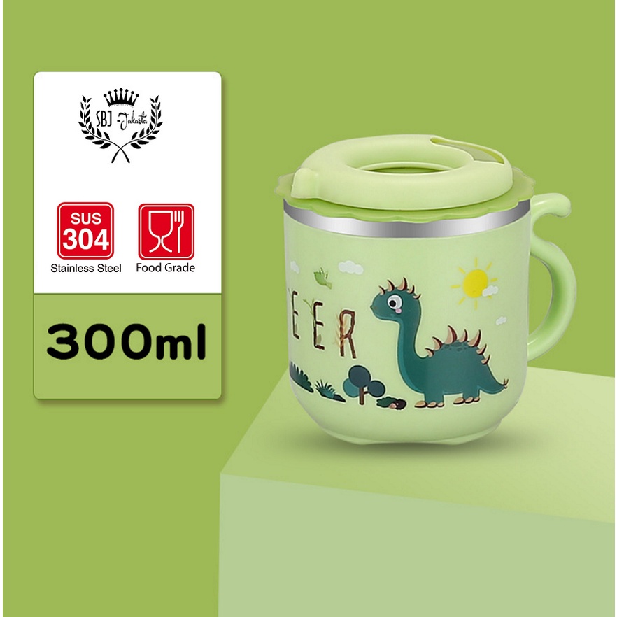 Cangkir Mug Anak Stainless 300ml Dengan Sedotan - 300 ml