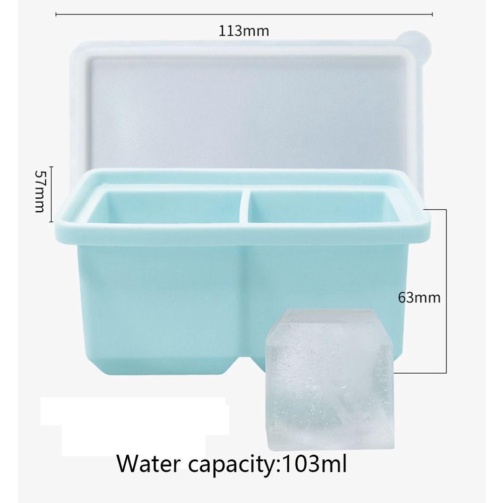 Solighter Es Silika Gel Cetakan 2-grid Perlengkapan Rumah Silikon Aksesoris Dapur Cetakan Jumbo