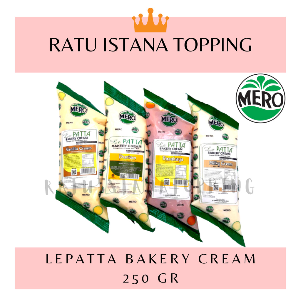 

LEPATTA BAKERY CREAM VANILLA DURIAN RASAKAYA MERO 250 GR-CREAM FILLING BAKERY-FILLING CREAM
