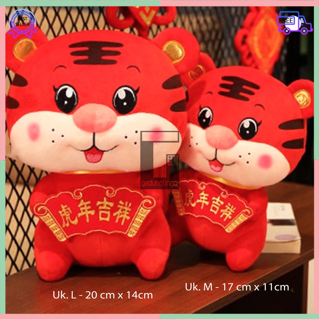 Boneka Pajangan Gantungan Dekorasi Hiasan Kado Hadiah Souvenir Hampers Parcel Parsel Tempel Cop Kaca Dashboard Mobil Karakter Shio Macan Harimau 2022 Fu Fuk Hoki Rejeki Imlek Sincia Chinese New Year Cny Impor Import Lembut Imut Lucu Murah Size Besar Kecil