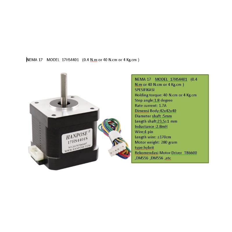 Stepper Motor 17HS4401 NEMA 17 motor 42BYGH 1.7A 17HS4401