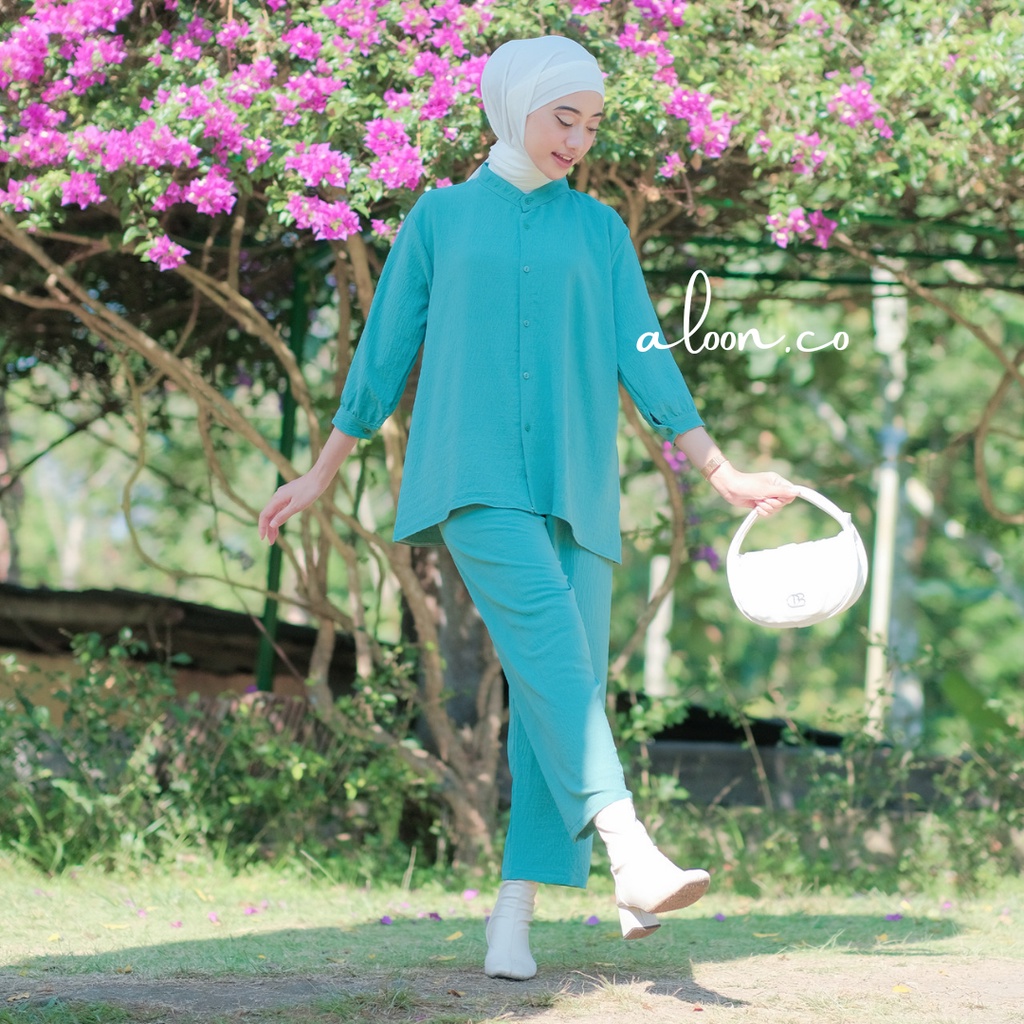 Deira One Set Crinkle Airflow Busui Friendly – Setelan Wanita Kekinian – Baju One Set Wanita