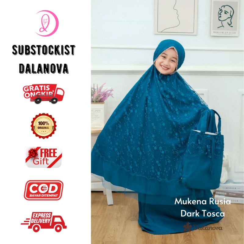 Mukena Rusia Anak Usia 2-10 tahun Original Dalanova Stockist Mukena Dalanova