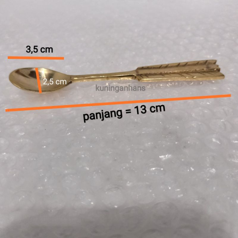 sendok motif unik bahan kuningan 13 cm