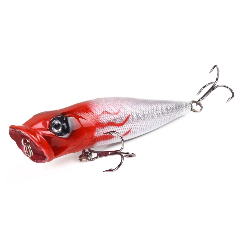 Fishing Lure Popper Casting Tunggal Hook 12,5g / 9cm 3D Mata Plastik Hard Bait