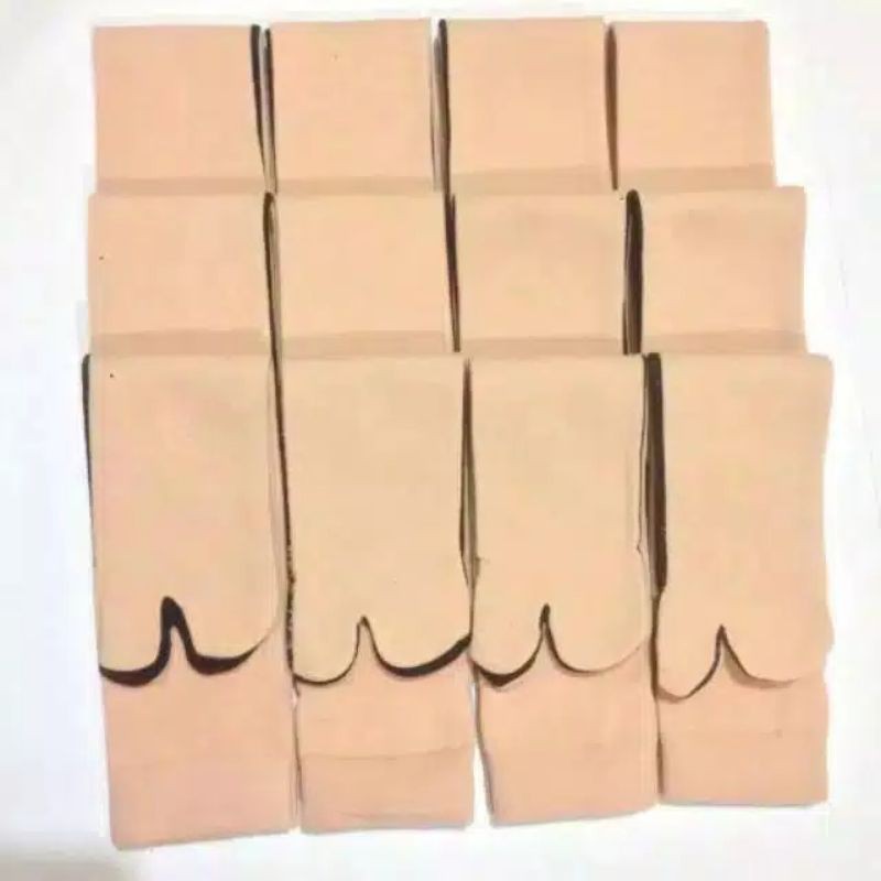 Kaos Kaki Jempol BAHAN NYLON / Kaos Kaki Muslimah / Kaos Kaki Wanita / Crem Polos /Tapak Hitam-3