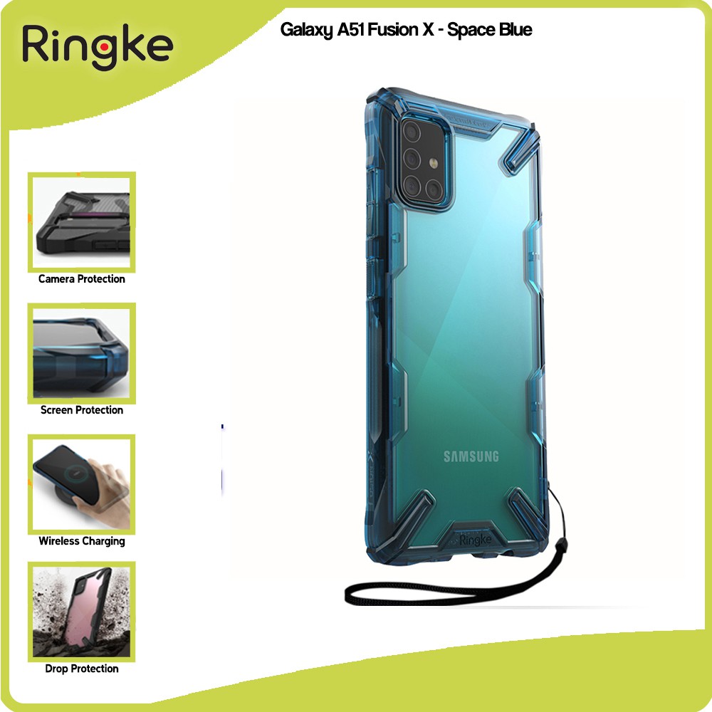 Ringke Casing Samsung Galaxy A51 Fusion X Anti Crack Tahan Banting  Softcase Tipis Military Drop-SpaceBlue