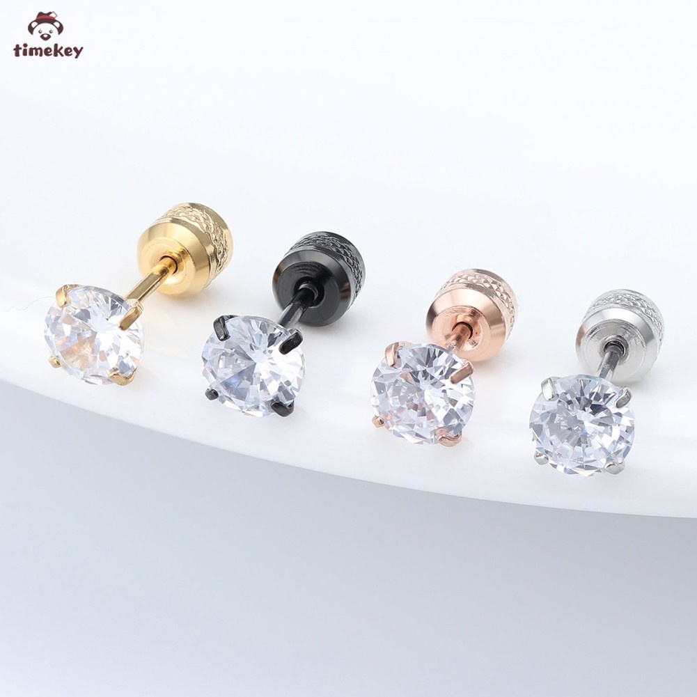 Anting Stud Kristal Zircon Bahan Stainless Steel Untuk Perhiasan