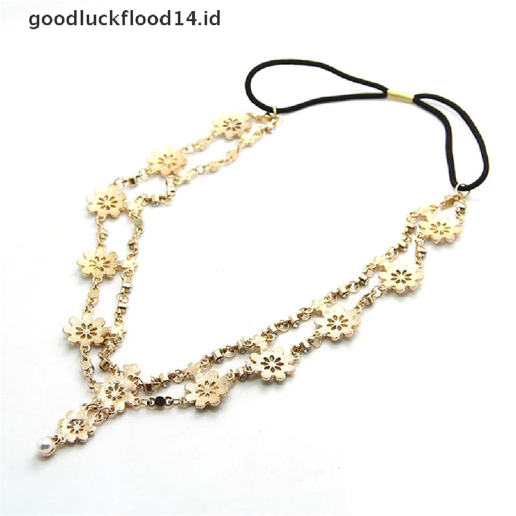 [OOID] Womens Fashion Pearl Rhinestone Head Chain Jewelry Headband Head Piece Hair Band ID