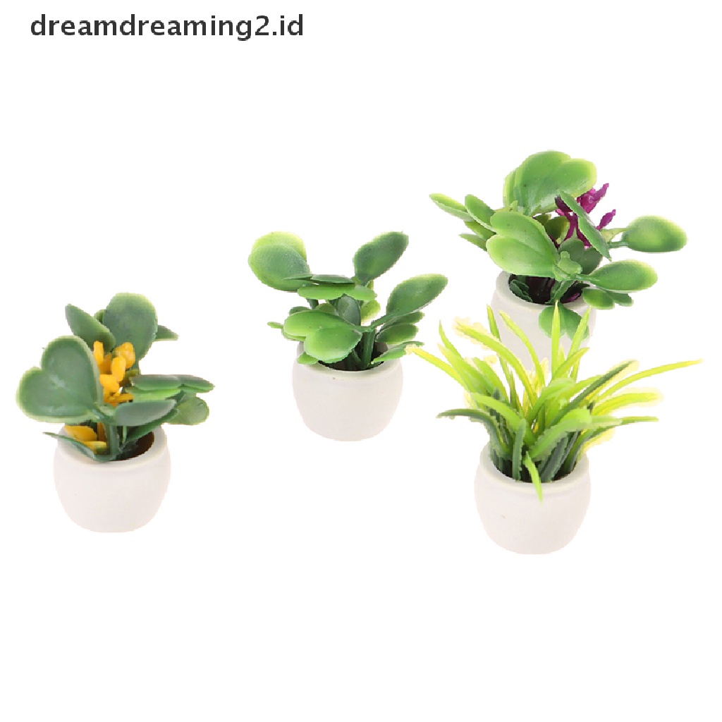 (Hot Style You Like) Miniatur Tanaman Hijau Dalam Pot Skala 1: 12 Untuk Dekorasi Rumah Boneka