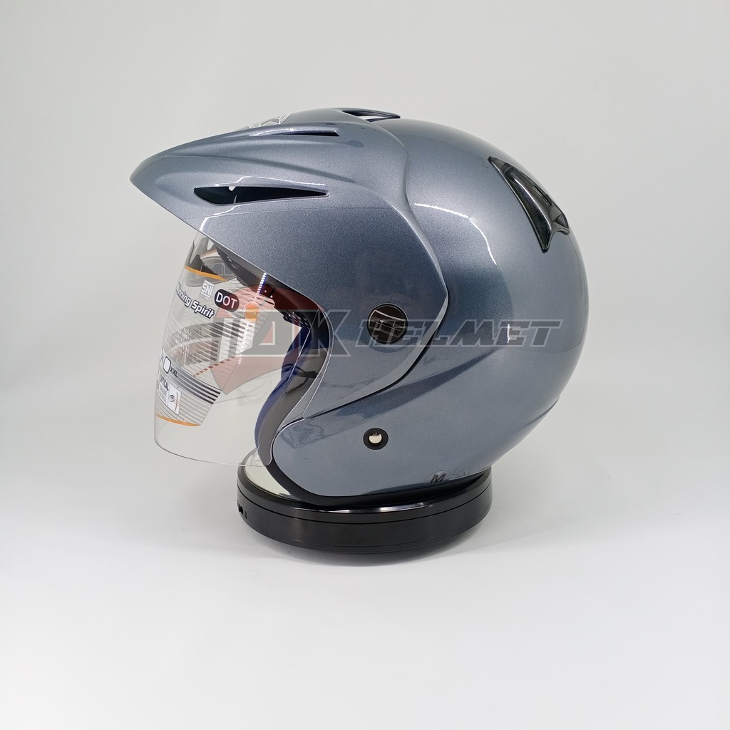 helm half face ink cx22 cx 22 sport b solid all grey met metallic original topi abu abu polos