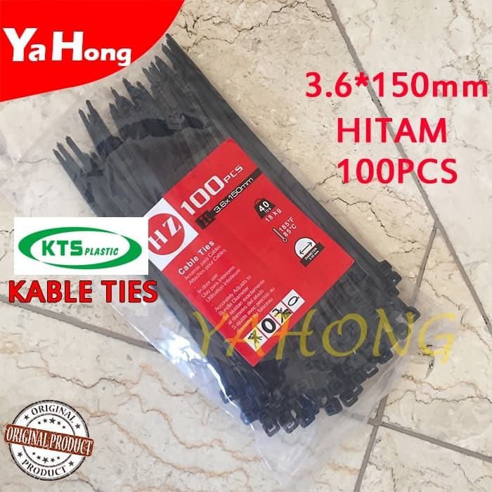 Nylon Cable Tie Kabel Tis Nilon Kabel Ties Pengikat 3.6x150mm 15cm HITAM