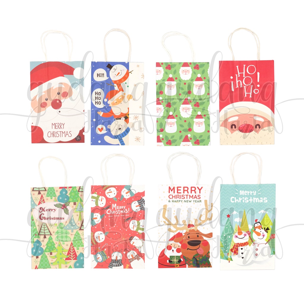 Paper Bag Natal Lucu Tas Bungkus Kado Christmas Bear Deer GH 507010