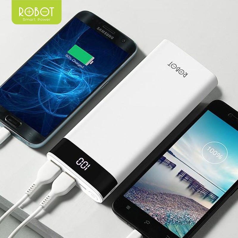 POWER BANK ROBOT RT210 ( 12000mAh ) 2 Input  2 Port USB Fast Charging Garansi Resmi 1Tahun By VIVAN