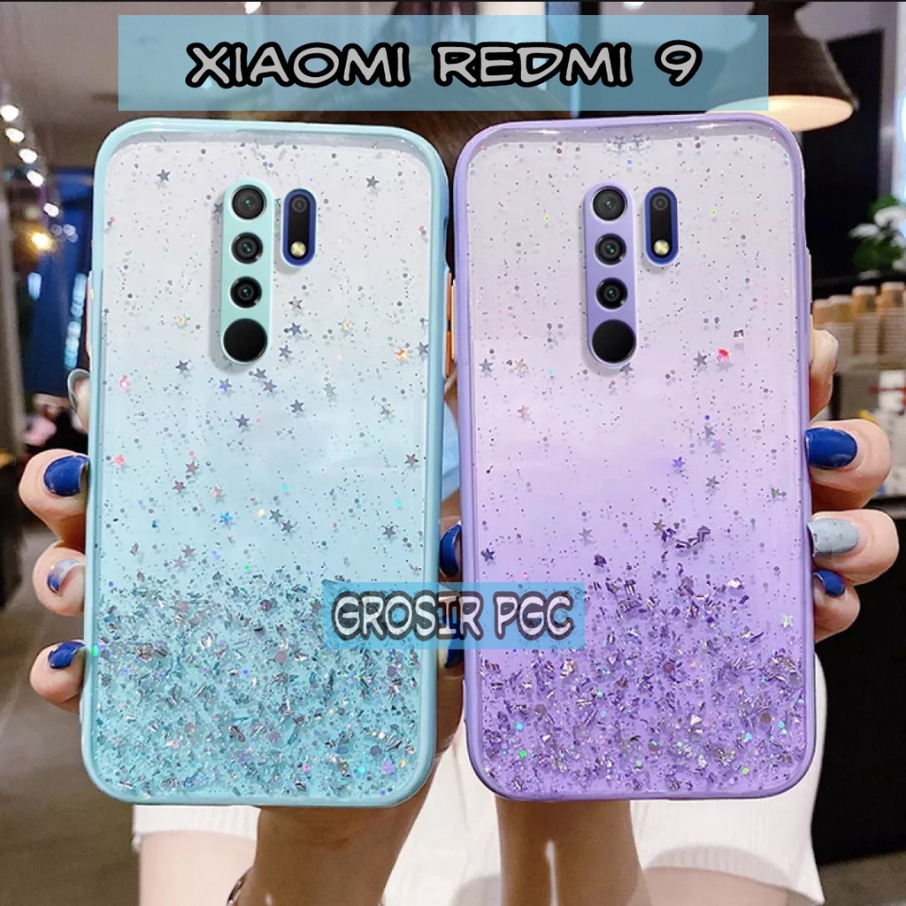 SOFTCASE GLITER ( XIAOMI REDMI 9 ) TERBARU CASE DOVE GLITER FUZE TRANSPARAN DENGAN PROTEKSI KAMERA, 