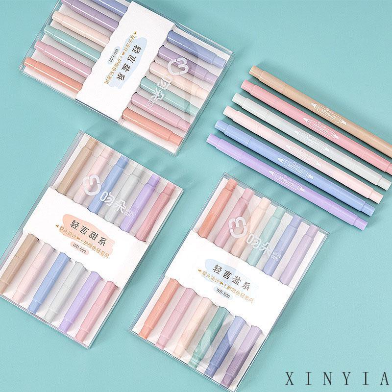 Xia.id 6PCS Spidol Highlighter Dua Sisi Ujung Lembut