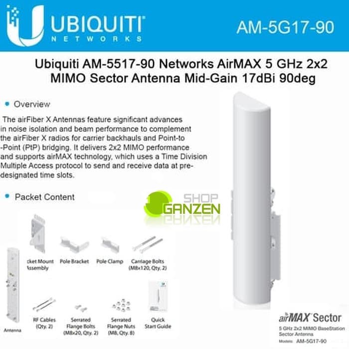 Ubiquiti airmax sectoral 5,8ghz 17dbi 90degree / AM-5G17-90 / AM5G17