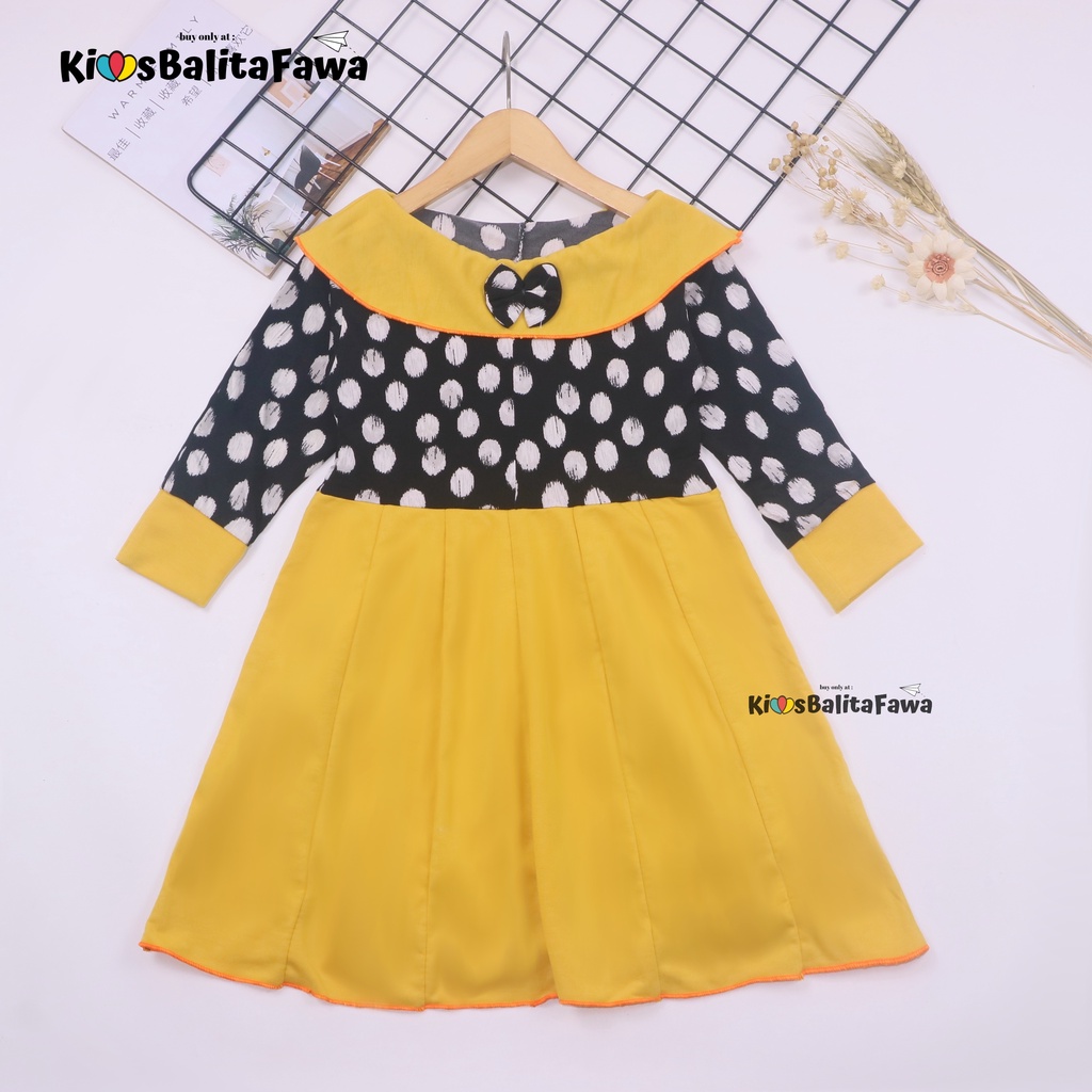 Dress Yumna uk 1-6 Tahun / IMPORT Baju Anak Perempuan Dres Lengan Panjang Gaun Pesta Pakaian Grosir