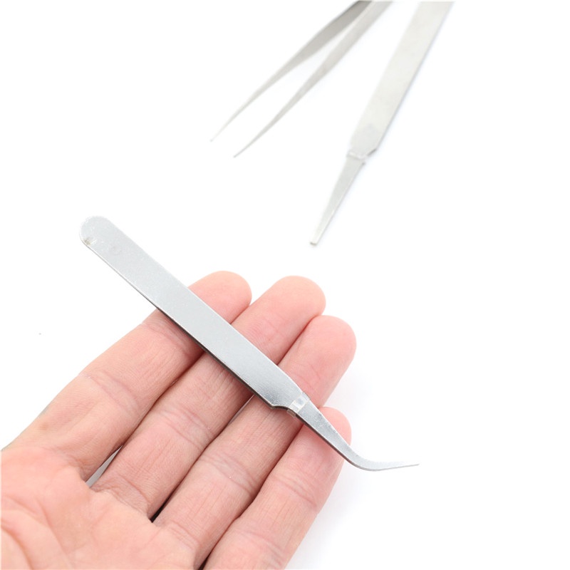 【Theredsunrisesiwy.id】3pcs/set Stainless Steel Tweezer DIY Tool Repair Precision Assembly Electronic