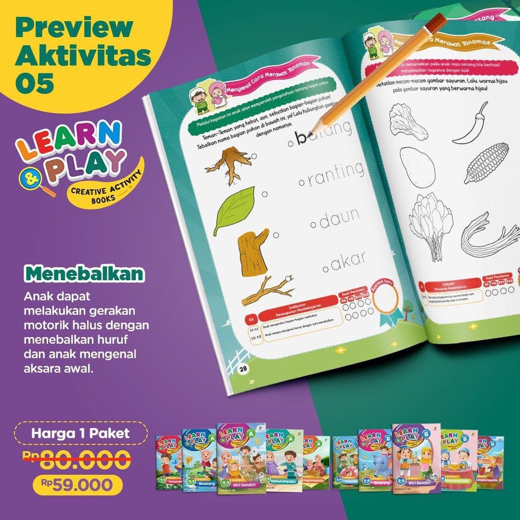 Buku Paket Tematik untuk TK A dan TK B : Learn &amp; Play (Bonus Buku Panduan)