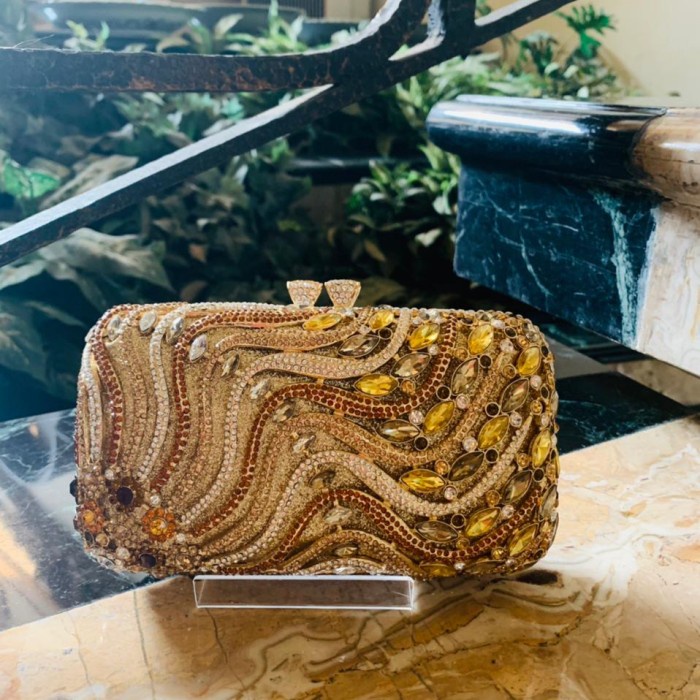 ROSSINI-Tas pesta swarovski / Clutch swarovski Tas swarovski Coklat C