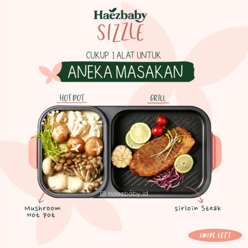 Haezbaby Sizzle  Electric Grill Shabu Shabu Hotpot Cooker Garansi Resmi