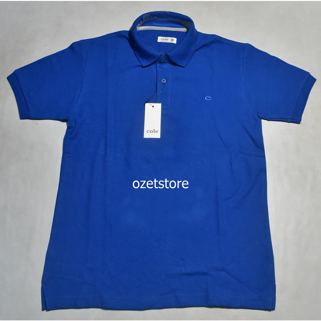 Baju Kaos Kerah Polo Pria Merek COLE Lengan Pendek Biru PCP11 ORIGINAL