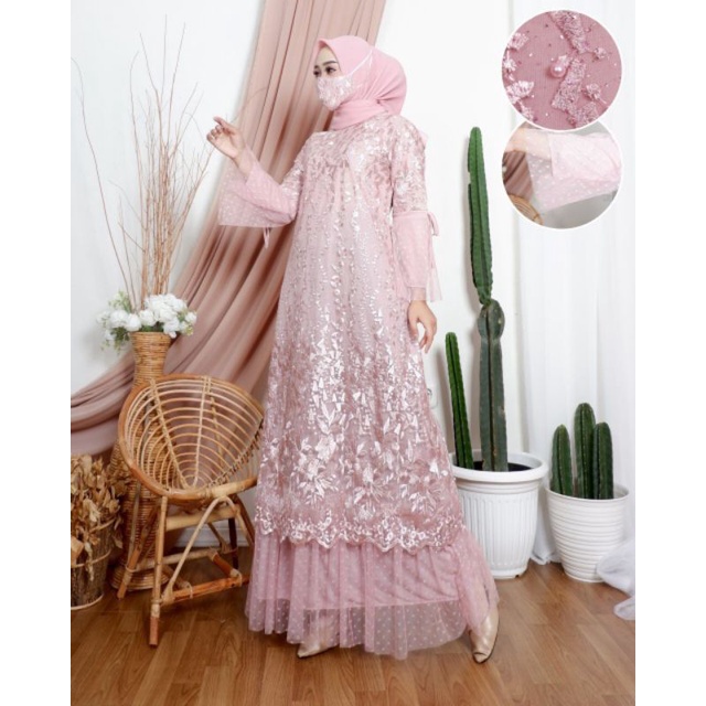 Cod produk original gamis tulle mix tutu//gamis kondangan//gamis pesta//gamis terlaris