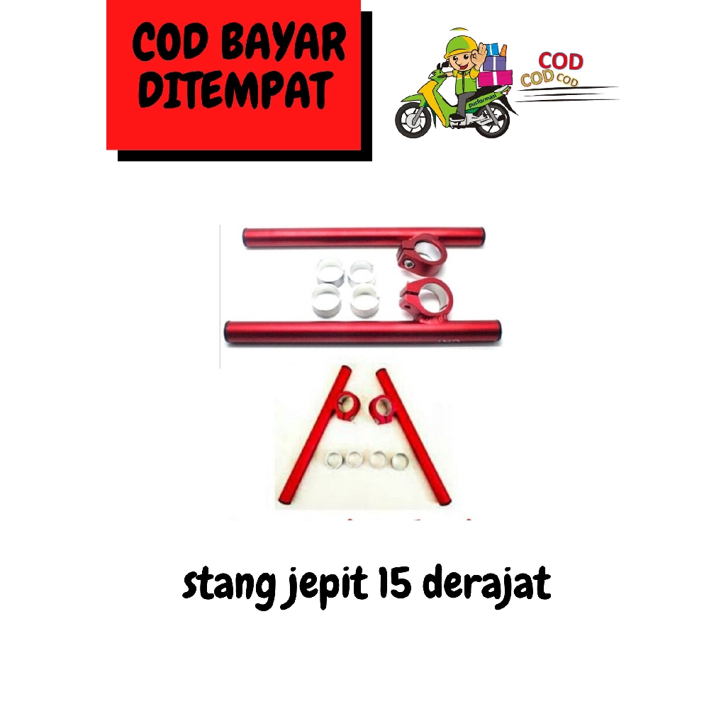 MERAH Stang Jepit Drag 15 Derajat Clip On R15 Vixion CB150R