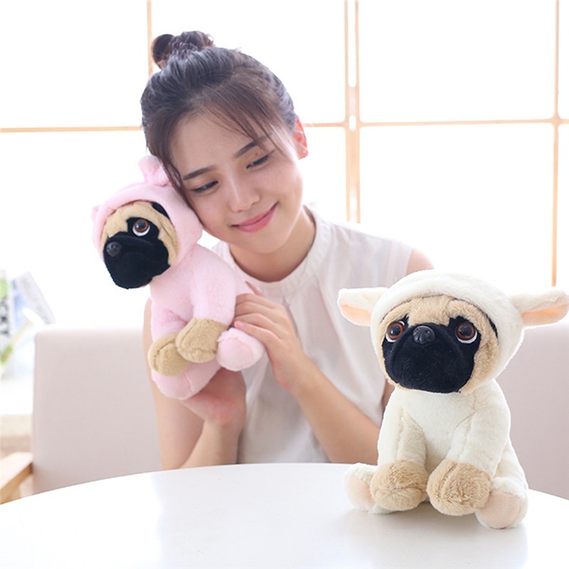 Mainan Boneka Plush Anjing Pug Dengan Topi + Bel Untuk Anak Laki-Laki / Perempuan