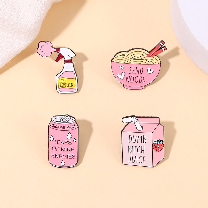 Pin Bros Enamel Bentuk Botol Susu Warna Pink Untuk Aksesoris Pakaian