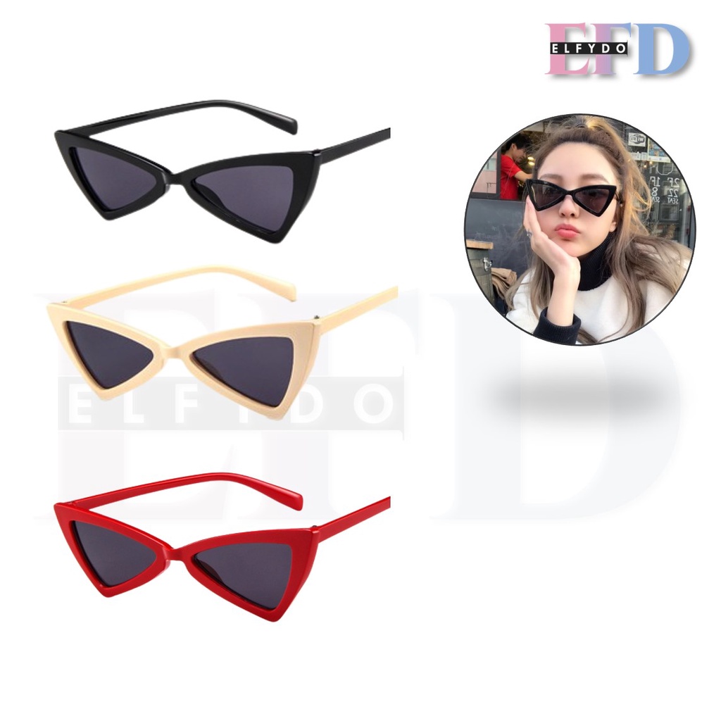 ELFYDO K714 Kacamata Fashion Anti Radiasi Bentuk Triangle Sunglasses Hitam Korea Style Unik