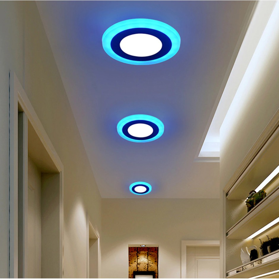 Lampu Downlight LED Panel 2 Warna 3 + 3 / 3+3 W Watt Inbow Putih + Biru / Putih + Warm White