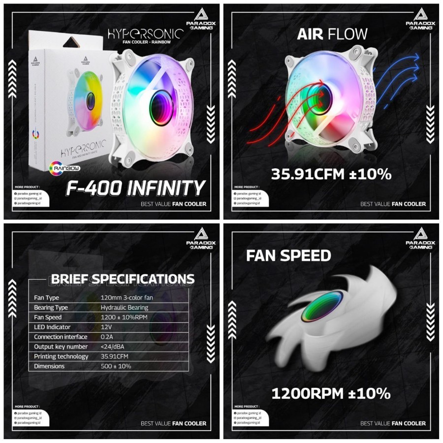 Fan Casing 120mm Paradox Hypersonic F400 Infinity Putih