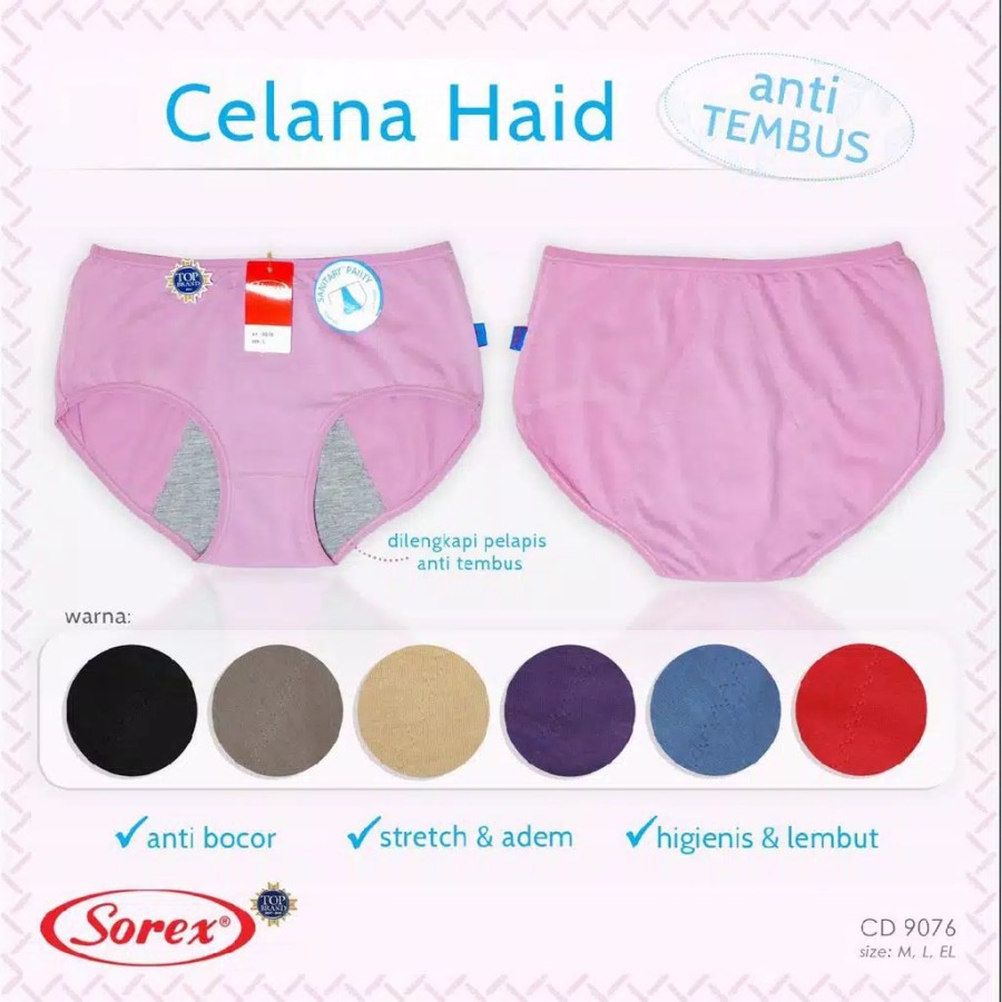 cd celana dalam katun wanita sorex menstruasi 9076 sanitary panty cd haid underwear